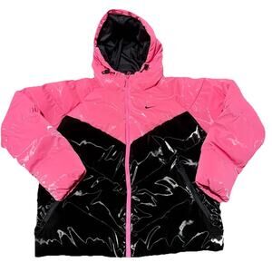 Nike Therma-Fit Shine Puffer Jacket Pink Black HV5242-649 Women's Small NWOT